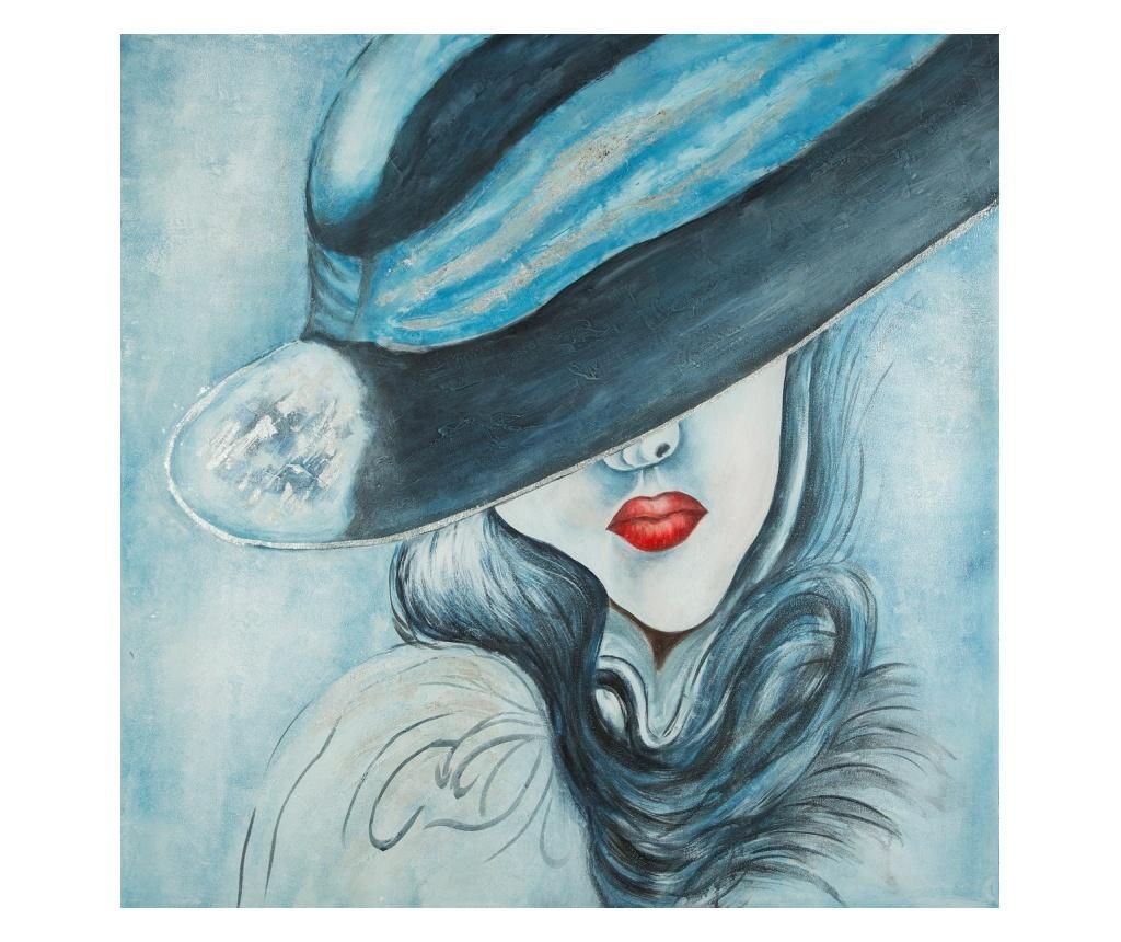 Tablou Shy Woman 100×100 cm – Eurofirany, Albastru Eurofirany